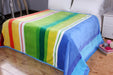 DaDa Bedding Colorful Striped Rainbow Reversible Plush Luxe Flannel Fleece Throw Blanket (XY9867) - DaDa Bedding Collection