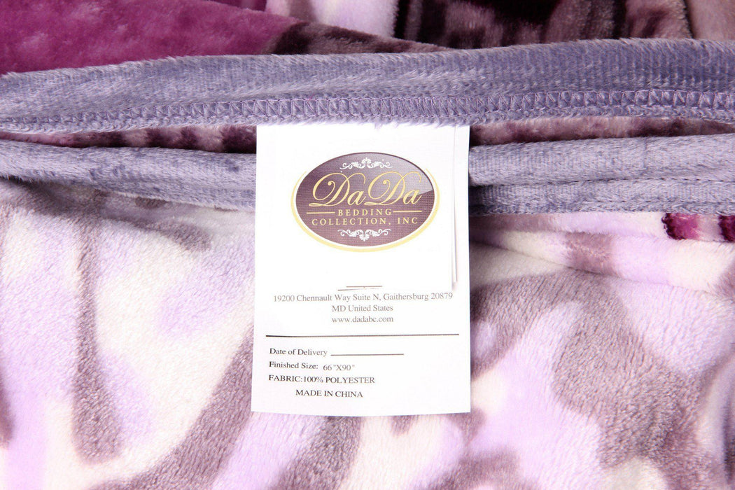 DaDa Bedding Orchid Blossoms Striped Floral Lavender Plush Fleece Flannel Throw Blanket (XY9833) - DaDa Bedding Collection