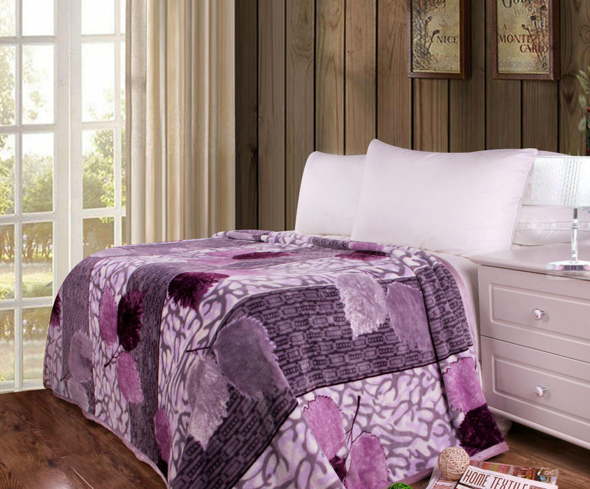 DaDa Bedding Orchid Blossoms Striped Floral Lavender Plush Fleece Flannel Throw Blanket (XY9833) - DaDa Bedding Collection