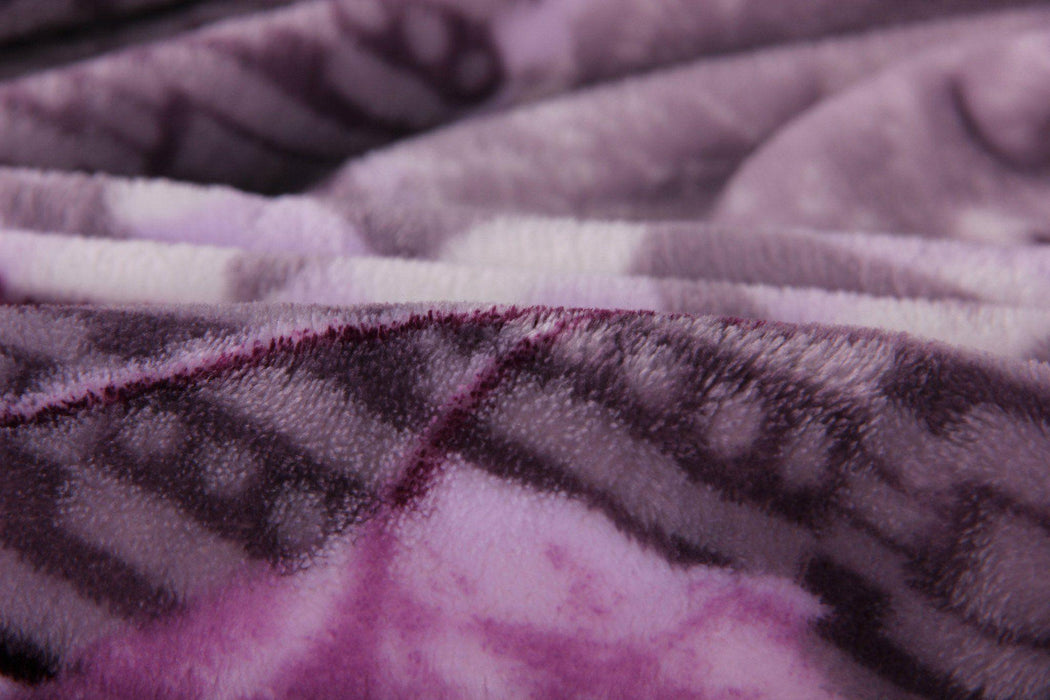 DaDa Bedding Orchid Blossoms Striped Floral Lavender Plush Fleece Flannel Throw Blanket (XY9833) - DaDa Bedding Collection
