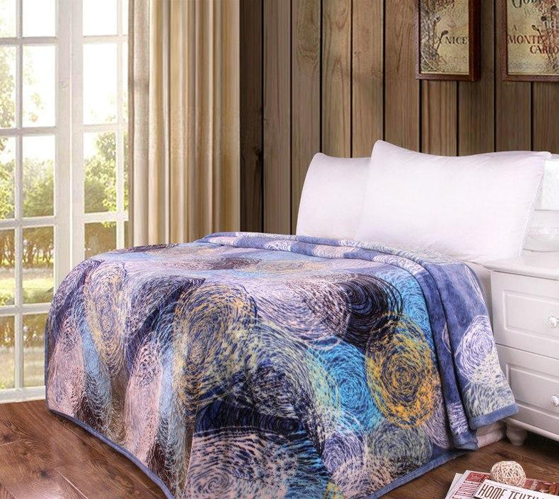 DaDa Bedding Swirly Navy Blue Lagoon Abstract Mink Flannel Fleece Throw Blanket (XY9897) - DaDa Bedding Collection