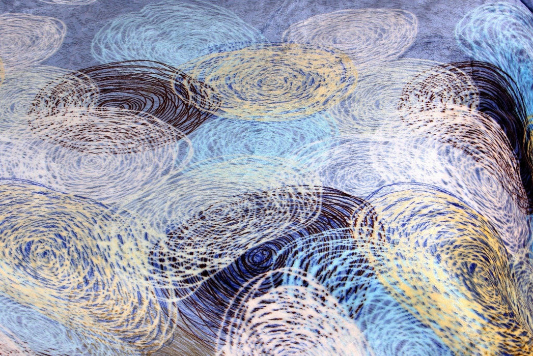 DaDa Bedding Swirly Navy Blue Lagoon Abstract Mink Flannel Fleece Throw Blanket (XY9897) - DaDa Bedding Collection