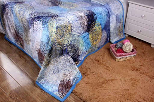 DaDa Bedding Swirly Navy Blue Lagoon Abstract Mink Flannel Fleece Throw Blanket (XY9897) - DaDa Bedding Collection