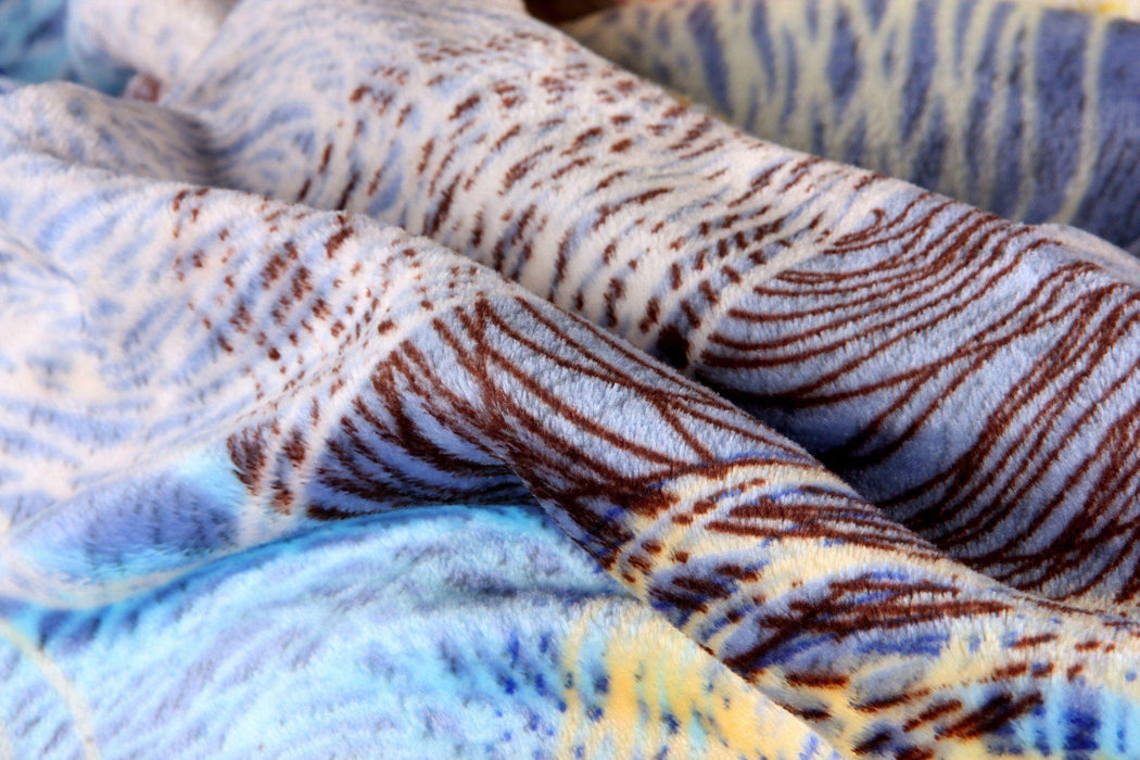 DaDa Bedding Swirly Navy Blue Lagoon Abstract Mink Flannel Fleece Throw Blanket (XY9897) - DaDa Bedding Collection