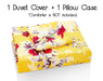 DaDa Bedding Sunshine Yellow Hummingbirds Floral Duvet Cover Set w/ Pillow Cases (JHW-925) - DaDa Bedding Collection